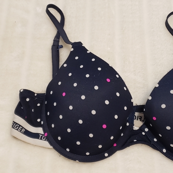 Tommy Hilfiger Polka Dot Classic Tee Push Up Bra 34C - Picture 2 of 8